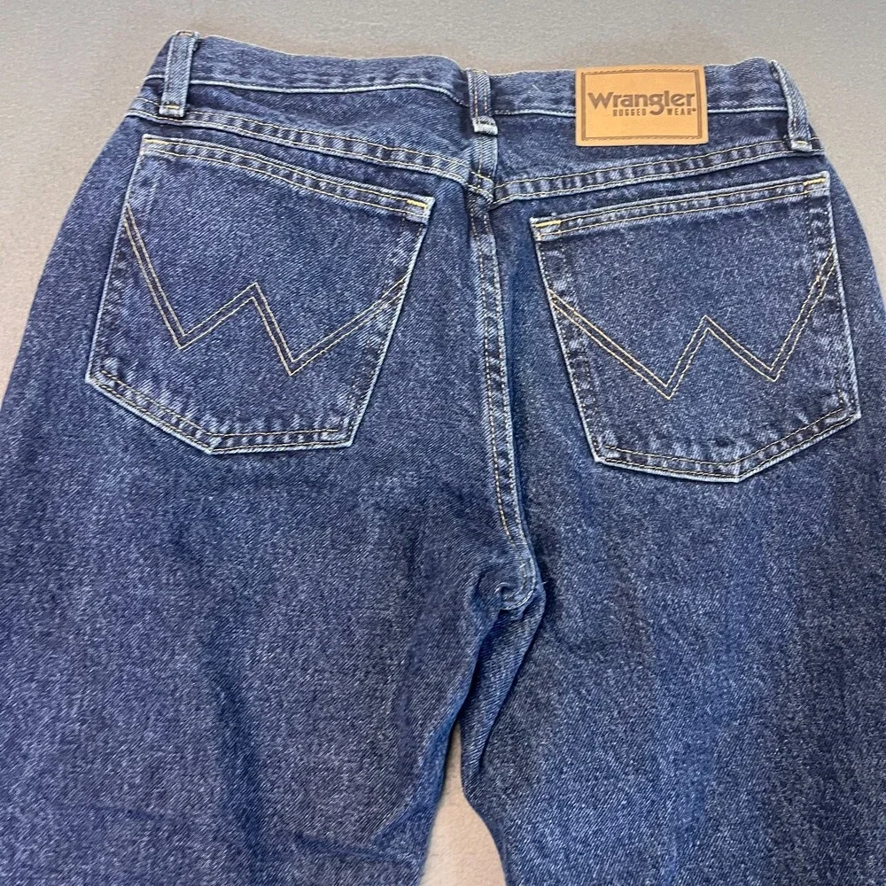 Wrangler Rugged Wear Jeans Mens 32x30 Dark‎ Blue 100% Cotton Denim Workwear Dad